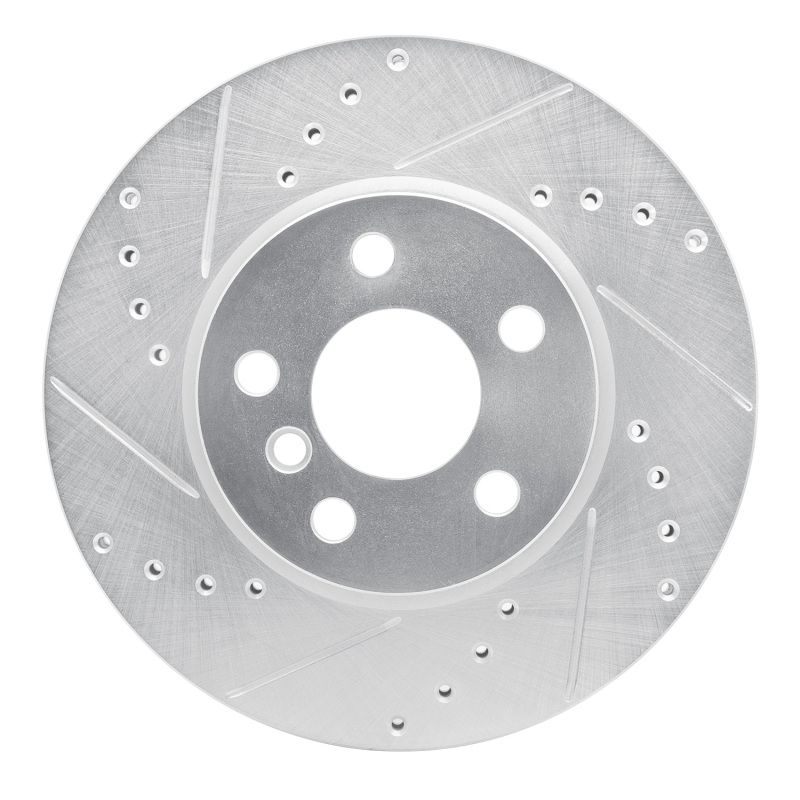 Mini Cooper Brake Rotor (1) - Front Left - R1 Concepts - Drilled & Slotted - Silver - `14-`21